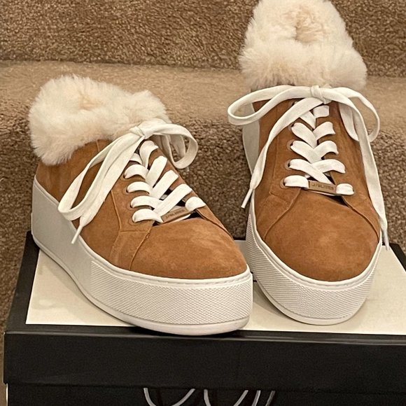 - NIB $169 J/SLIDES Tan Mellia Suede Sneakers 9M - Picture 1 of 4